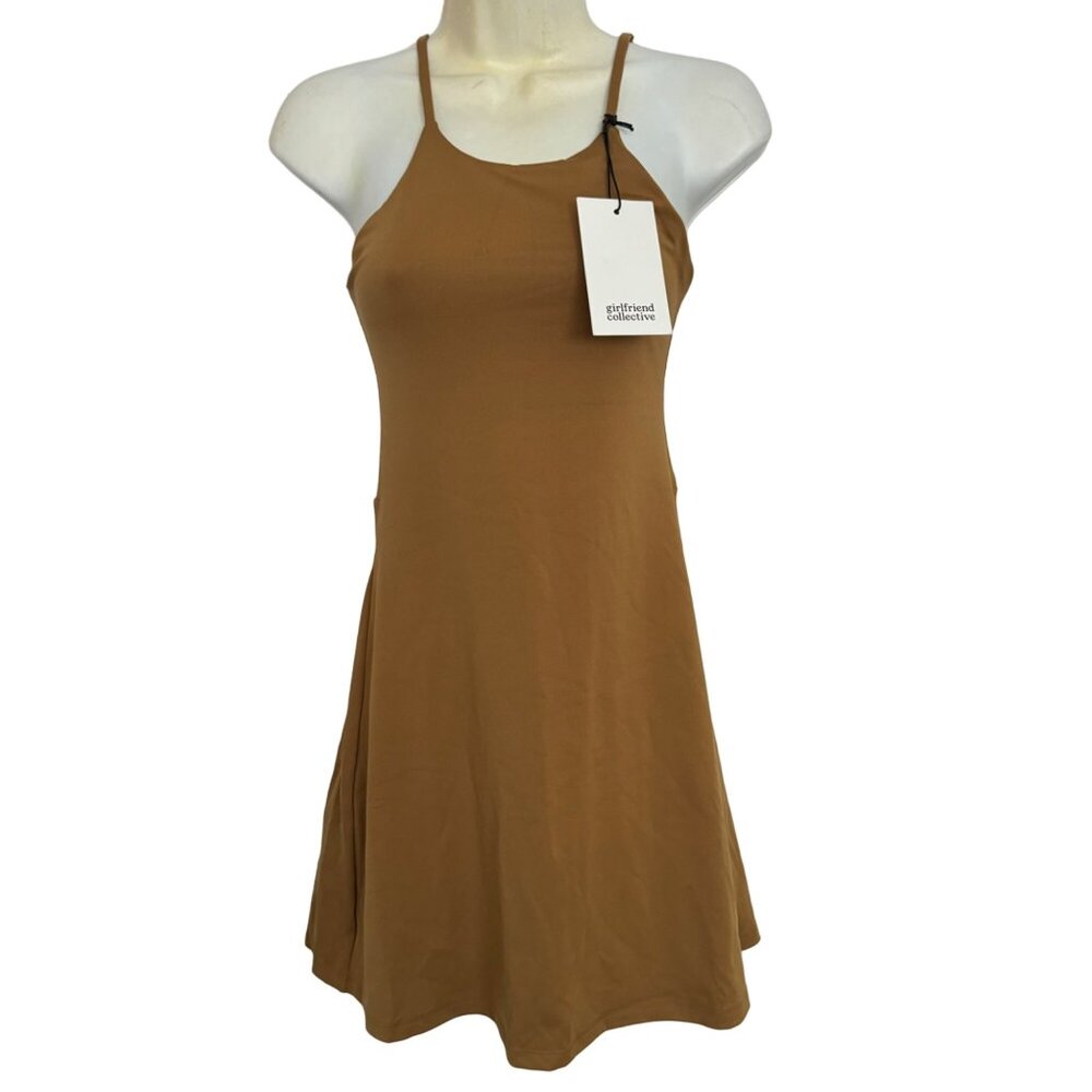 Girlfriend Collective Naomi dress size small workout activewear sport mustard ye
